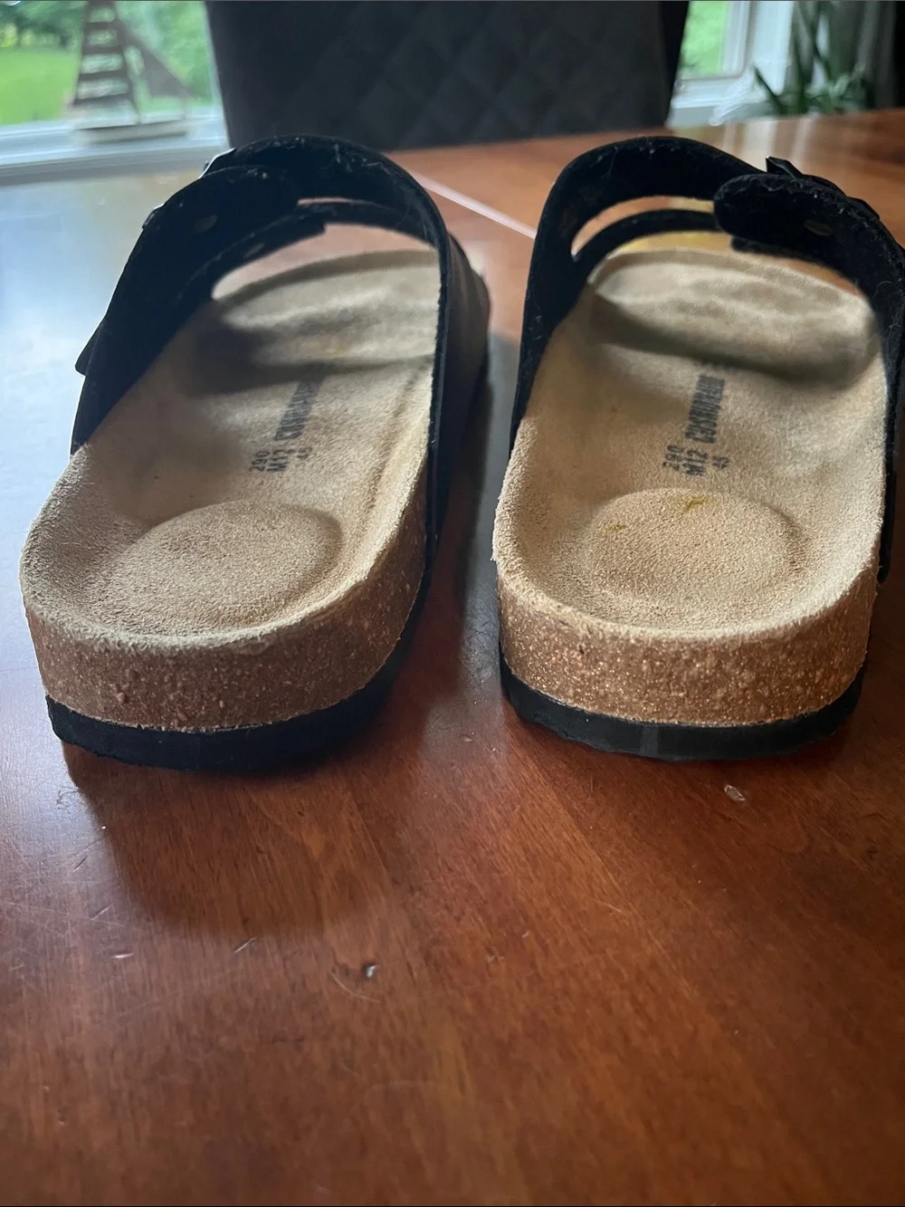 CUSHIONAIRE Lane Cork Footbed Black Sandals size 12